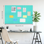 Large Cork Board 36" x 24", 6 Pack Felt Wall Tiles with Colored Pushpins, Bulletin Board with Removable Self-Adhesive Strips, Pin Board Cork Boards for Walls Office Home-Lake Blue