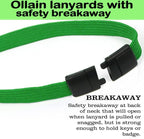 Ollain 25 Pack Breakaway Lanyard with J-Hook Bulk Flat Lanyards for Name tag ID Badges (Green, Breakaway 25 Pack)