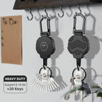 Retractable Keychain Badge Holder with Belt Clip,OR Heavy Duty Carabiner ID Badge Clip Reel, 31.5” Steel Retractable Cord, 10 oz Rebound，Black-1 Pack (with 1 Badge Holder)