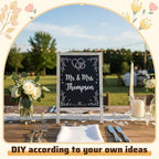 Henoyso 2 Pcs 16" x 10" Small Chalkboard Easel Tabletop Chalkboard Signs Menu Wooden A Frame Sandwich Board for Table, Double Sided with 2 Erasers for Bar Parties Display Home Decor(White)