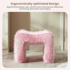 ZYKZYK Modern Vanity Stool Ottoman, Backless Faux Fur Small Footstool for Makeup Room, Living Room, Bedroom, Entryway Portable and Comfortable Seating (Single Piece) Pink