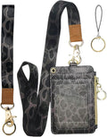 bolimoss Cheetah Badge Holder with Lanyard,Lanyards for ID Badges,Leopard Print Zip Id Case and Lanyard Women Wallet Vertical Card Protector Cover Case for Work Nurse Medical Doctor Student Teacher