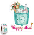 Happy Mail Stickers Labels (500pcs) Cute Thank You Boutique Packaging Mail Envelopes Small Business Roll