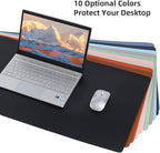 Leather Desk Pad,Wolaile 36x17 inch Large Mouse Pad,Waterproof Non-Slip Writing Desk Blotter,Computer Mat Desktop Protector for Office Home,Black