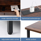 Edbuosy 3 Wooden Drawers Night Stand, 27 Inch Wide Nightstand with Charging Station and Adjustable Drawers, Small Dresser for Closet, Bedside Table for Living Room/Bedroom/Office, Retro Brown.