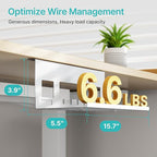 PEGZONE Under Desk Cable Management Tray, 15.7 Inches Metal Cord Organizer Rack, Desk Tray for Power Strip, Cord, Wire, Easy Mounting Cable Management Under Table for Home Office, White
