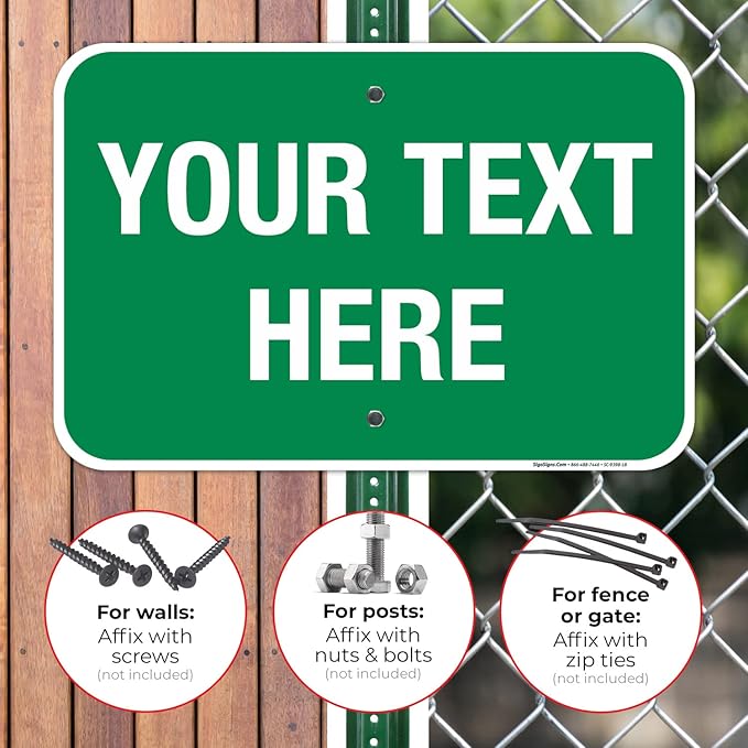 Personalized Custom Green Background Customize for Office, Business, Workplace, Home, Airbnb, Delivery Sign, 12x18 Inches, Rust Free .063 Aluminum, Fade Resistant, Made in USA by Sigo Signs