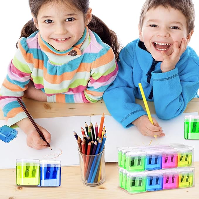 OCHIDO 60 Pack Pencil Sharpeners Bulk,School Supplies Double Hole Pencil Sharpeners for Kids,Small Pencil Sharpener Manual for School Office Art Room,Pencil Sharpener for Colored Pencils