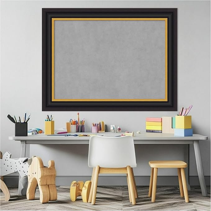 Amanti Art Black Framed Magnetic Board 26x34 Medium Vision Board for use with Magnets, 100% Metal Sheet to Display Items as Office Decor or for Home Organization in mudroom, Kitchen or Kids Room