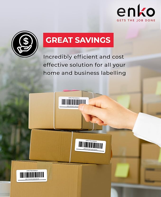 enKo 8000 Labels, 1/2" x 1-3/4" - White - Address, Mailing, Shipping & Barcode Blank Labels for Laser and Inkjet Printers