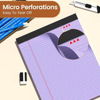 6 Pack Legal Pads 8.5 X11, College Ruled Notebook, 300 Sheets Colored Note Pad, Writing Pads 8.5x11, Tear Off Notepad, Lined Paper, Notebook Paper for Office Home School, 50 Sheet/Pad