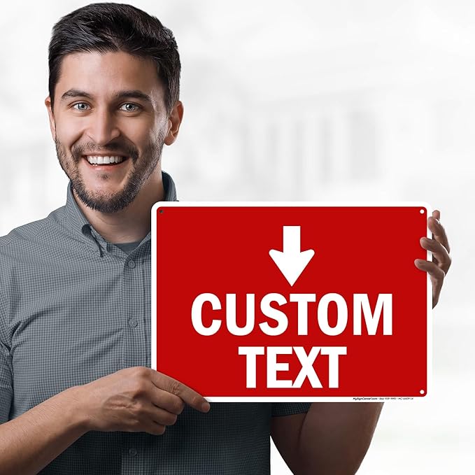 Custom Arrow,Custom Directional Sign, Down Arrow,10x14 Inches, 55 mil thick HDPE (high density polyethylene), Made in USA by My Sign Center