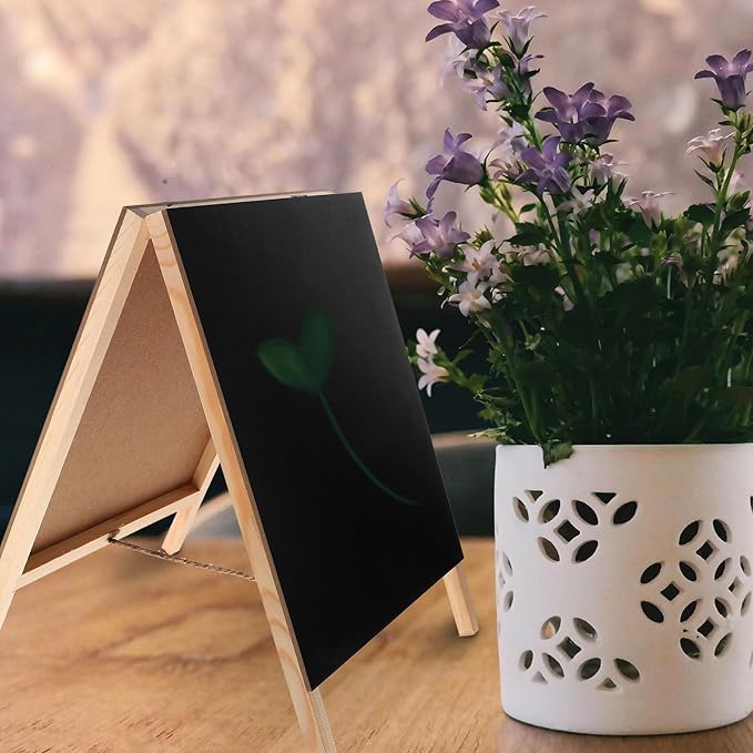 ADOCARN Double-Sided Standing Blackboard Small Chalkboard Message Board for Desk Home Office Commercial Use Reusable Desktop Display Sign