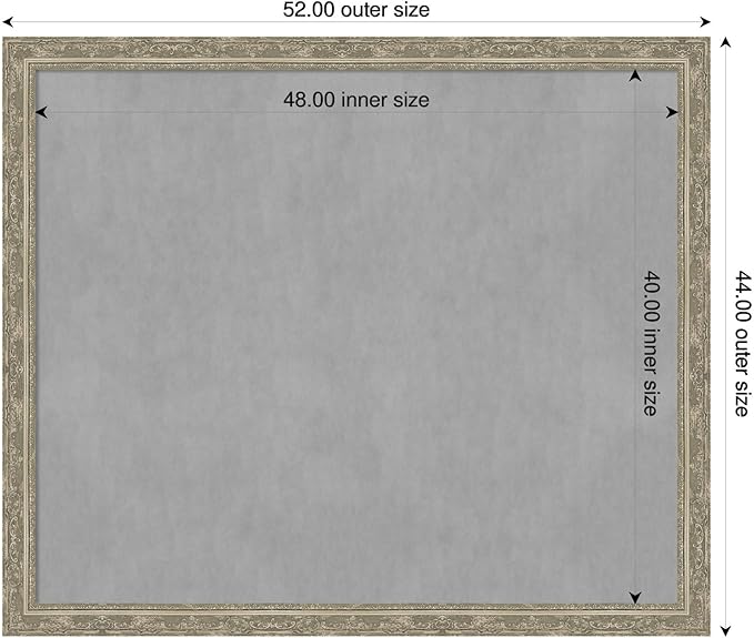 Amanti Art Silver Framed Magnetic Board 44x52 Oversize Vision Board for use with Magnets, 100% Metal Sheet to Display Items as Office Decor or for Home Organization in mudroom, Kitchen or Kids Room