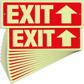 iSYFIX Exit Signs with Directional Up Arrow - 12 Pack 12x4 Inch Glow in the Dark for Business, School, Office, Warehouse - Durable 40 Mil Polystyrene, UV Laminated, Waterproof, Scratch & Fade Resistant