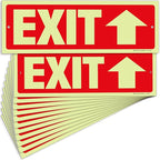 iSYFIX Exit Signs with Directional Up Arrow - 12 Pack 12x4 Inch Glow in the Dark for Business, School, Office, Warehouse - Durable 40 Mil Polystyrene, UV Laminated, Waterproof, Scratch & Fade Resistant