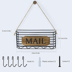 SRIWATANA Mail Organizer Wall Mount, Rustic Mail Holder Key Holder for Wall with Hooks, Small Size, Carbonized Black