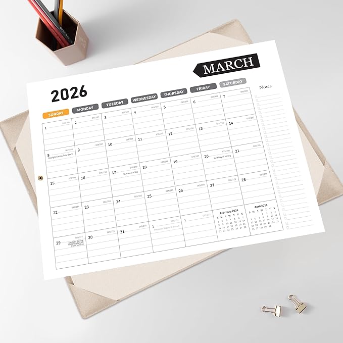 Large Desk Calendar 2026, Calendar with Desk Protecting Pad, 2026 Desk Calendar Large 22x17, Runs From January 2026 to June 2027, 18 Months, Big Desktop Calendar for Family Classroom and Office (Apricot)