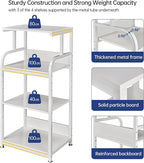 Fannova 4 Tier White Printer Stand Table with Adjustable Shelves, Movable Printer Shredder Stand with Wheels for Home Office Storage and Organization, Rolling Cart for Computer Tower CPU