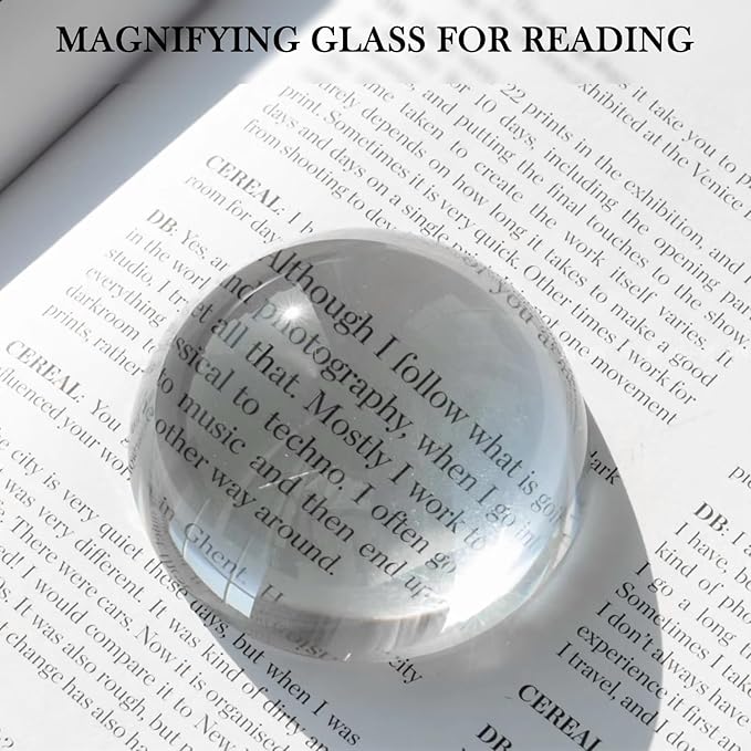 Taluokong 6PCS 2.36in Crystal Magnifying Glass Dome Paper Weights Small Magnifying Glass for Reading Books Aid Optical Half Ball Magnifier for Physics Classroom Paperweight for Home Decor