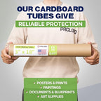Paclord 3" x 18" Reinforced Kraft Paper Mailing Tube, Pack of 4 Tubes with 8 Caps – Secure USPS Approved Poster Tube – Cardboard Tube for Shipping and Storing Posters, Prints, Artwork, or Documents