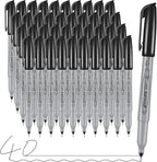 Permanent Markers, Ultra Fine Point, Black, 40 Count, 0.4mm, Fine tip permanent marker set, quick dry, waterproof, fading resists, durable, marks on paper, glass, ceramic, plastic, wood, rock, metal