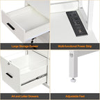 Livofloral Vertical File Cabinet with Charging Station, Filing Cabinets for Home Office, Large Printer Stand with Open Storage Shelves, 3 Drawer Filing Cabinet with Lock fits Letter/A4 Size, White