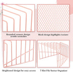 2 Pcs 7 Section Incline File Sorter Metal Wire Mesh File Rack for Desktop Letter Sorter for Magazine Folder Book Organizer Home Office School Paper Mail Desk Storage Holder (Pink)