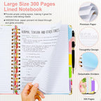 Spiral Journal Notebooks for Work, 300 Pages 5 Subject Notebook College Ruled with Dividers & Tabs, 8''x 10'' Large Notebook Journal for Women Students Note-Taking and Organizer (Pink Floral)