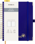 POPRUN Spiral Bullet Dotted Journal Notebook, 7-1/4" x 9-1/2" - 120 GSM Thick Paper, 220 Numbered Pages, Hardcover for Men & Women with Pocket, Index Tabs, 8 Perforated Sheets, Royal Blue