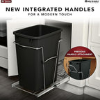 Rev-A-Shelf RV-18KD-1918C-S Double Pullout Trash Can for Kitchen Cabinets 35 Quart Garbage Recycling Bin Container on Full Slides, Green/Black