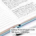 feela 15 Pack Pocket Small Notebooks Bulk, Mini Cute Memo Notepads Hardcover College Ruled Lined Journals with Pen Holder for Women Girls Office School, with 15 Black Pens, 3.5”x 5.5”, A6, Sky Blue