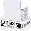 Fuxury 500 Pack White Bubble Mailers 8.5x12" Opaque Bubble Envelopes Usable Size 8.5x11 Inch Strong Adhesion Padded Mailers Thick Padded Envelopes for Small Business Mailing Books Clothes Supplies