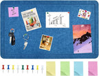 Vuzvuv Dark Blue 28"x16" Large Cork Board with 50 Push Pins & Sticky Notes, Self-Adhesive Bulletin Board for Wall, Felt Pin Vision Board for Paste Notes,Schedules Offices Home
