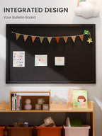 Fluxynara Foldable Cork Board Alternative, Felt Bulletin Board 36" x 24" Black Frame with 24 Adhesive Tabs, Pin Board for Home Office, Classroom, Entryway, Kitchen Wall Decor—Black