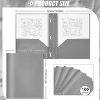 Lincia 100 Pcs Plastic Folders with Pockets and Prong Folders with Prongs 2 Pockets for Office, School for Students, Teachers, Office Workers(Gray)