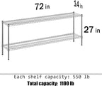Regal Altair 14" Deep x 72" Wide x 27" Height Wire Shelving Kit | 2-Tier | NSF Commercial Storage Rack Unit