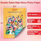 HARtwii 110 Sheets Thick Double Side Glossy Photo Paper 8.5x11 Inches 69lbs for Inkjet Printers and Dye Ink 260Gsm Suitable for Inkjet Printing Printer