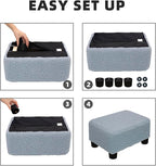 CAROLMADE Small Foot Stool Ottoman Footstool with Legs Under Desk Footrest for Living Room Bedroom and Office, Soft Blue