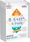NIUBEE 6 Pack Acrylic Wall Sign Holder 8.5x11 Vertical, Clear Plastic Picture Frame, Wall Mounted Design, Support No Drilling(Provide 3M Tape and Screws)