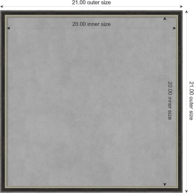 Amanti Art Black Framed Magnetic Board 21x21 Medium Vision Board for use with Magnets, 100% Metal Sheet to Display Items as Office Decor or for Home Organization in mudroom, Kitchen or Kids Room