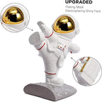 Kakizzy Book Ends for Shelves Decorative, Upgraded Astronaut Bookshelf Stopper Resin Book Shelf End Holders Heavy Duty Bookends for Kids Gifts Cute Spaceman Book Ends for Space Decor(F2-Gold)