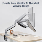 AVLT Single 17"-45" Monitor Arm Desk Mount Premium Mechanical Spring fits One Flat/Curved/Ultrawide Monitor Full Motion Height Swivel Tilt Rotation Adjustable, Gray