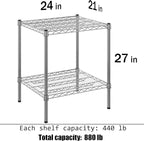 Regal Altair 21" Deep x 24" Wide x 27" Height Wire Shelving Kit | 2-Tier | NSF Commercial Storage Rack Unit