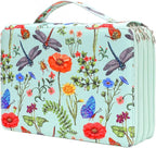 Vomgomfom Colored Pencil Case - 200 Slots Pencil Holder with Zipper Closure Twill Fabric Large Capacity Pencil Case for Watercolor Pens or Markers, Pencil Case Organizer for Artist (Green)