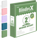 BinderX Extra Durable 3 Ring Binder, Round Ring 2 Inch Binders, Fits 450 Sheets of 8.5x11 Paper, Customizable View Cover with Inside Pockets, Cute 2" Binder, School Supplies for Girls, Olive Green