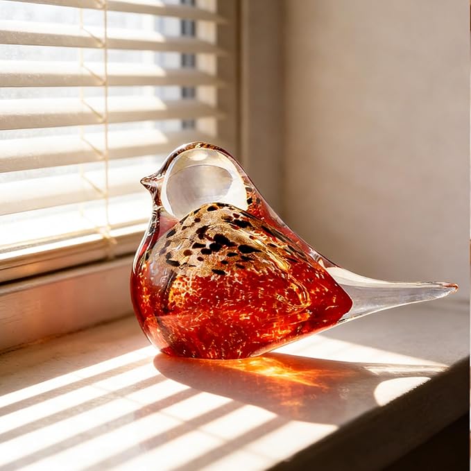 ORRFIDDY Glass Bird Figurines Art Collectible Ornaments Statue Figurines Paperweight Modern Handmade Sculpture Home Decor