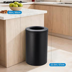 Takywep Stainless Steel Open Top Trash Can, 10.6 Gallon Cylindrical Touch-Free Direct Toss Bin with Soft-Close Lid, Anti-Fingerprint Easy-Clean for Kitchen Office Bathroom (Black)