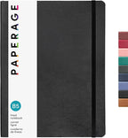 PAPERAGE Softcover Lined Journal Notebook (Black), 176 Pages, Large B5 College Ruled Notebook, 7.5 inches x 9.8 inches - 100 GSM Premium Paper, Soft Vegan Leather Journal for Home, Work & School