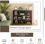 Giantex 8 Cube Bookcase, Freestanding 3-Tier Open Bookshelf, Modern Storage Display Cabinet, Wood Cube Storage Organizer for Living Room, Kid’s Room, Grey